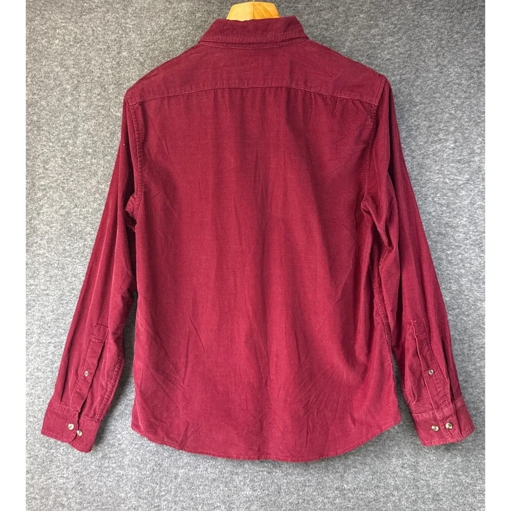 Banana Republic Corduroy Shirt Mens M Burgundy Slim Fit Fine Wale Hipster NWT
